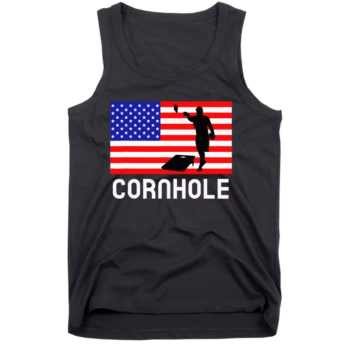 Cornhole Board Game Women American Flag Corn Hole Player Tank Top