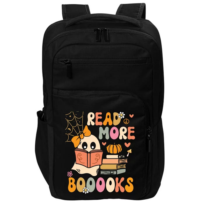 Cute Booooks Ghost Read More Books Funny Teacher Halloween Impact Tech Backpack