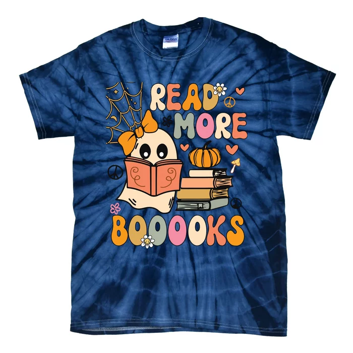 Cute Booooks Ghost Read More Books Funny Teacher Halloween Tie-Dye T-Shirt