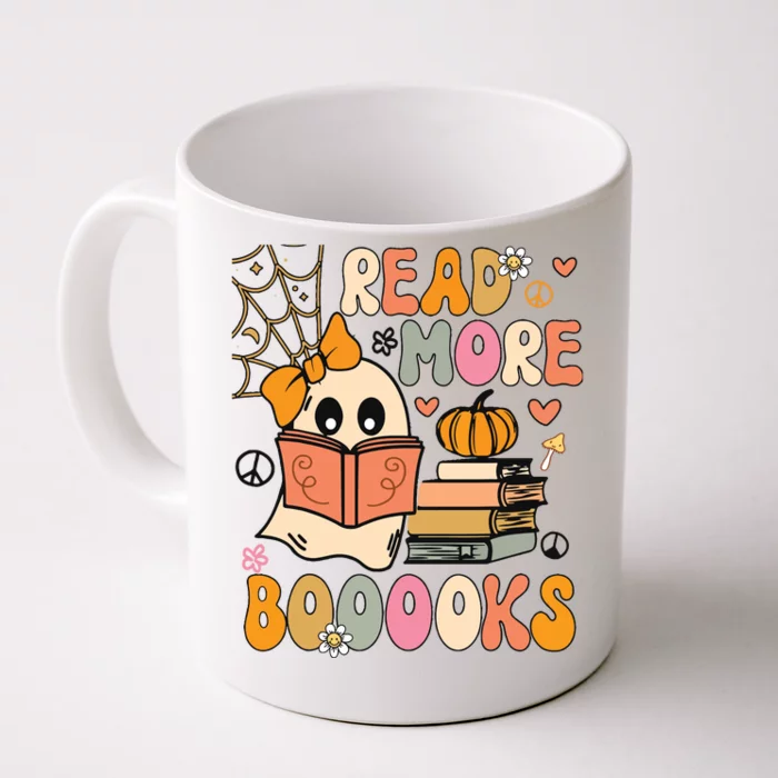 Cute Booooks Ghost Read More Books Funny Teacher Halloween Front & Back Coffee Mug