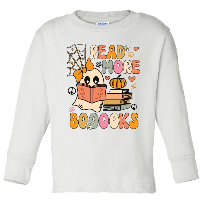 Cute Booooks Ghost Read More Books Funny Teacher Halloween Toddler Long Sleeve Shirt