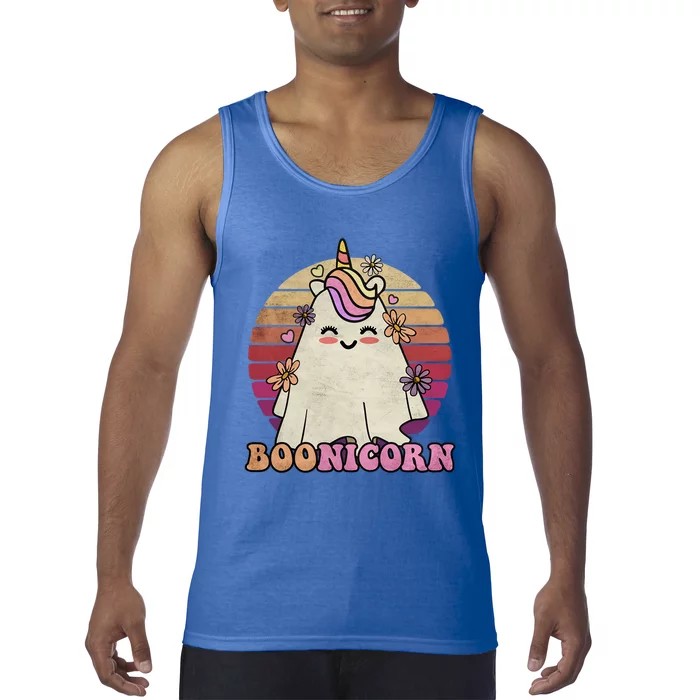 Cute Boonicorn Ghost Pink Bangs Unicorn Boo Groovy Halloween Gift Tank Top