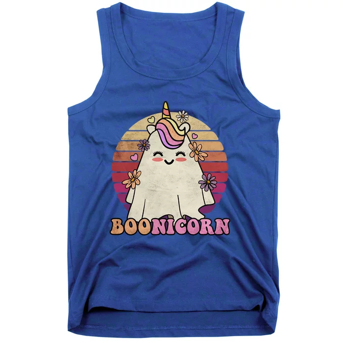 Cute Boonicorn Ghost Pink Bangs Unicorn Boo Groovy Halloween Gift Tank Top