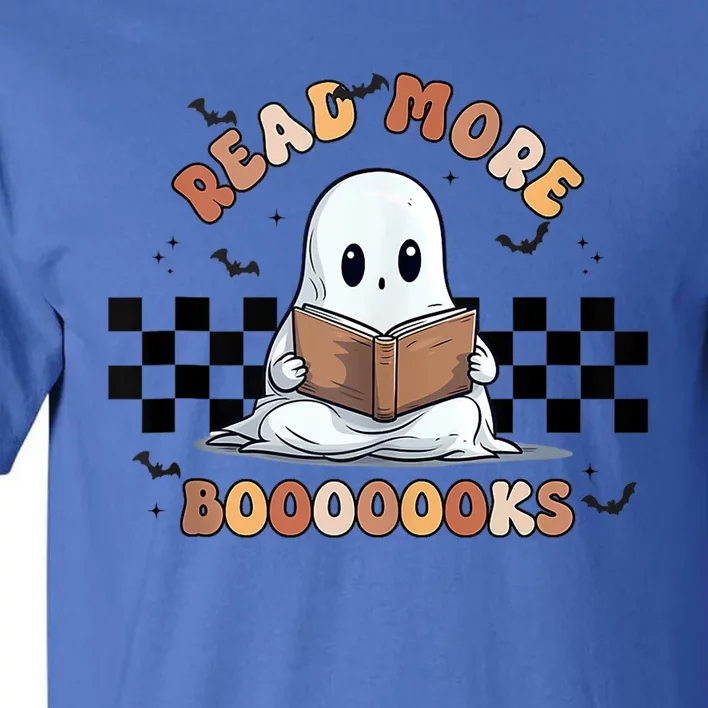 Cute Booooks Ghost Read More Books Funny Teacher Halloween Funny Gift Tall T-Shirt