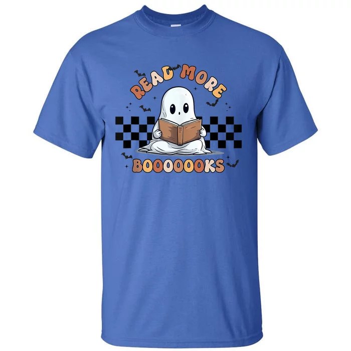 Cute Booooks Ghost Read More Books Funny Teacher Halloween Funny Gift Tall T-Shirt