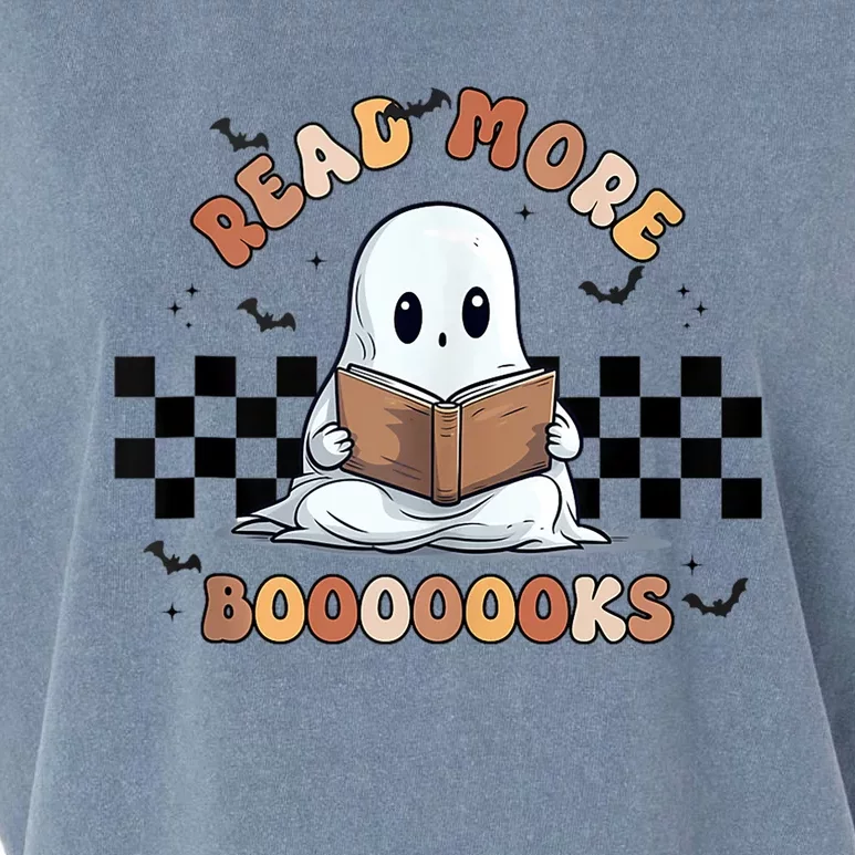 Cute Booooks Ghost Read More Books Funny Teacher Halloween Funny Gift Garment-Dyed Women's Muscle Tee