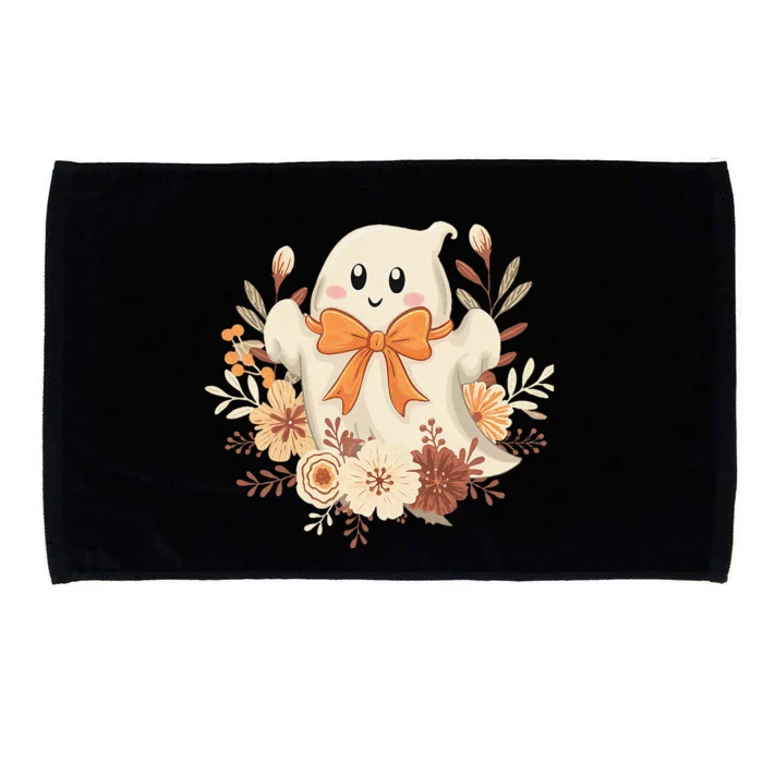 Coquette Bow Ghost Halloween Flower Ghost Spooky Lace Ghost Microfiber Hand Towel