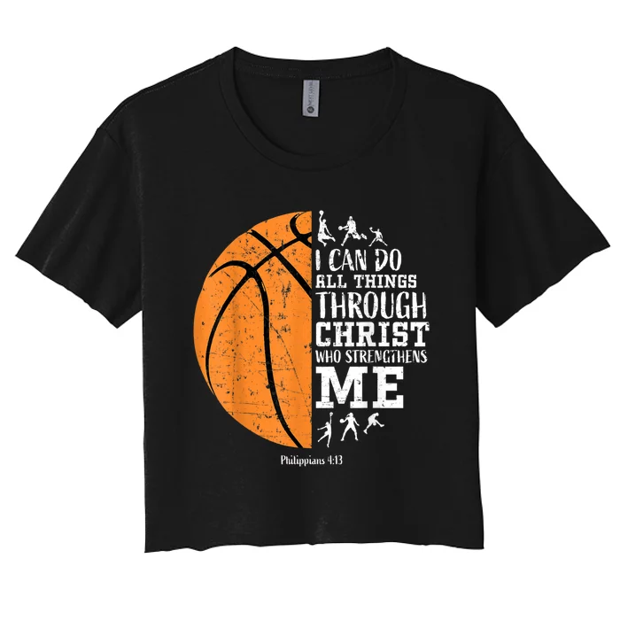 Christian Basketball Gift For Men Boys Kids Religious Gifts Women's Crop Top Tee