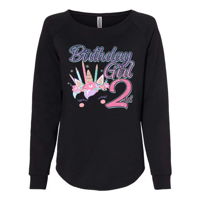 Cute Birthday Girl Second 2nd Birthday Unicorn Womens California Wash Sweatshirt