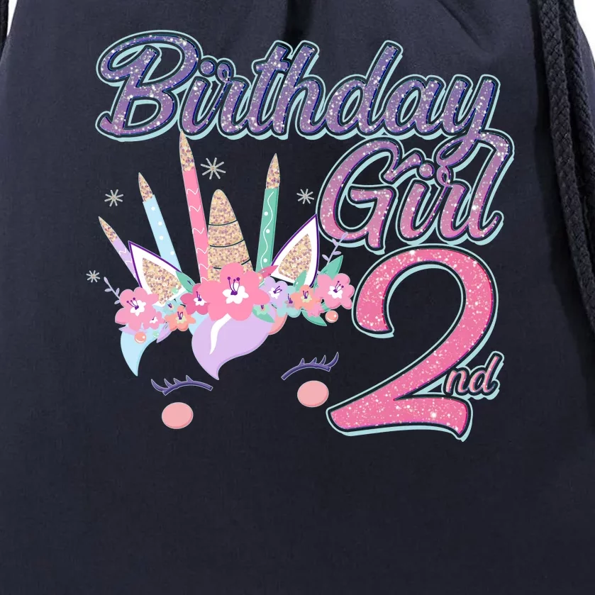 Cute Birthday Girl Second 2nd Birthday Unicorn Drawstring Bag