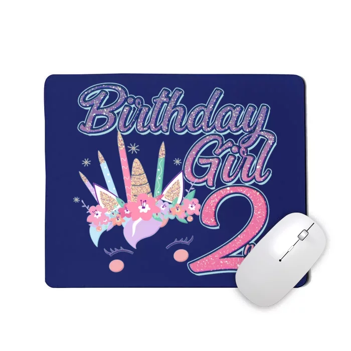 Cute Birthday Girl Second 2nd Birthday Unicorn Mousepad