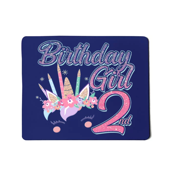 Cute Birthday Girl Second 2nd Birthday Unicorn Mousepad