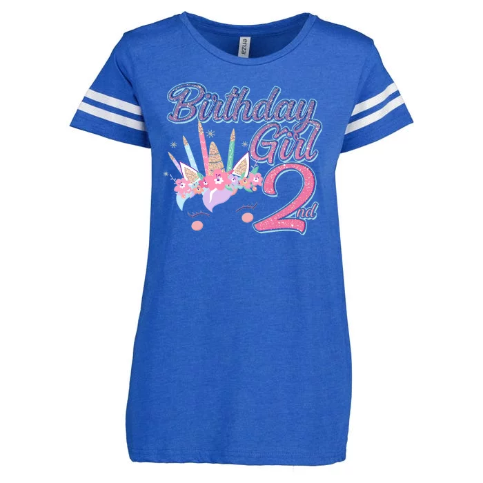 Cute Birthday Girl Second 2nd Birthday Unicorn Enza Ladies Jersey Football T-Shirt