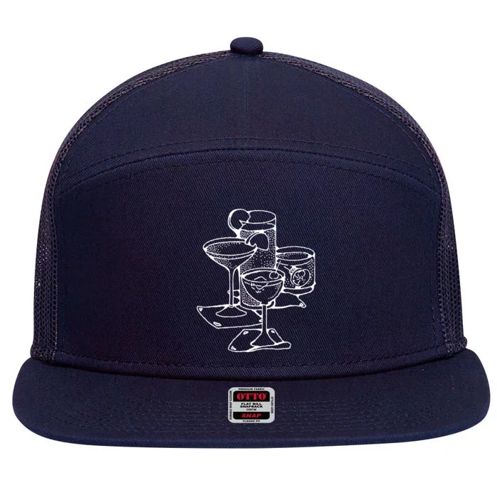 Cocktails Bartender Gift 7 Panel Mesh Trucker Snapback Hat