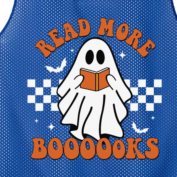 Cute Booooks Ghost Read More Books Funny Teacher Halloween Mesh Reversible Basketball Jersey Tank