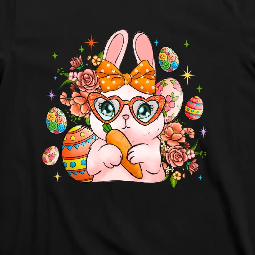 Cute Bunny Glasses Easter Day Gift Easter Egg T-Shirt