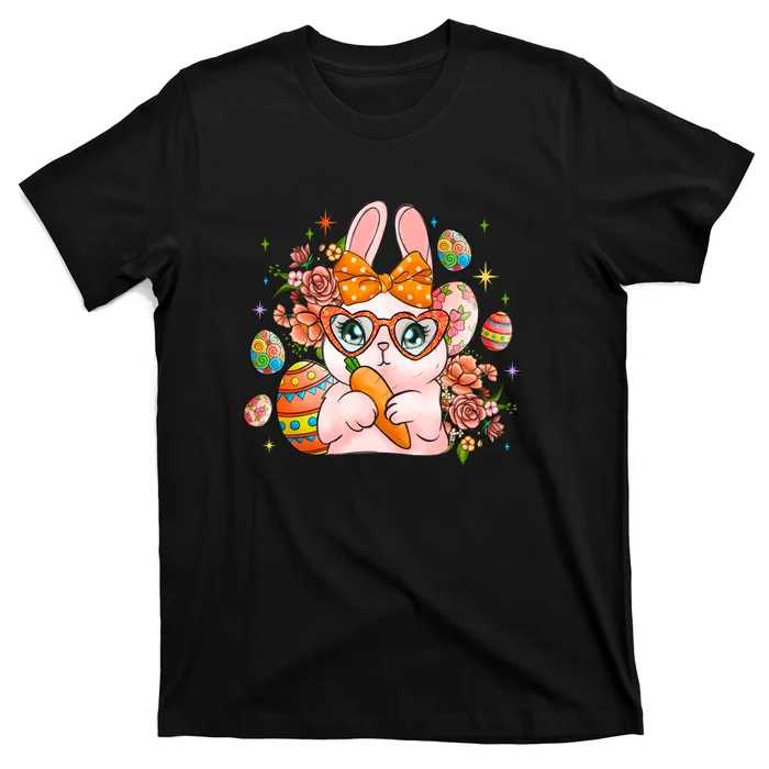 Cute Bunny Glasses Easter Day Gift Easter Egg T-Shirt