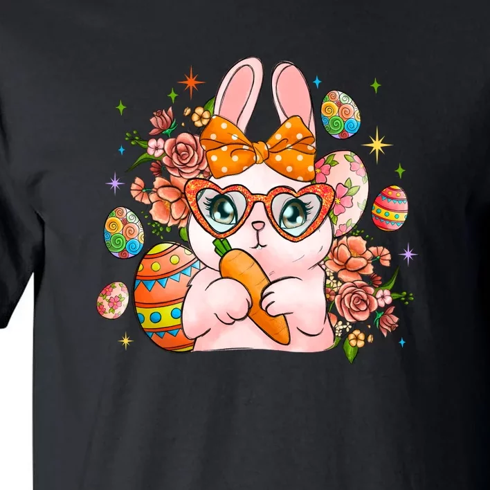 Cute Bunny Glasses Easter Day Gift Easter Egg Tall T-Shirt