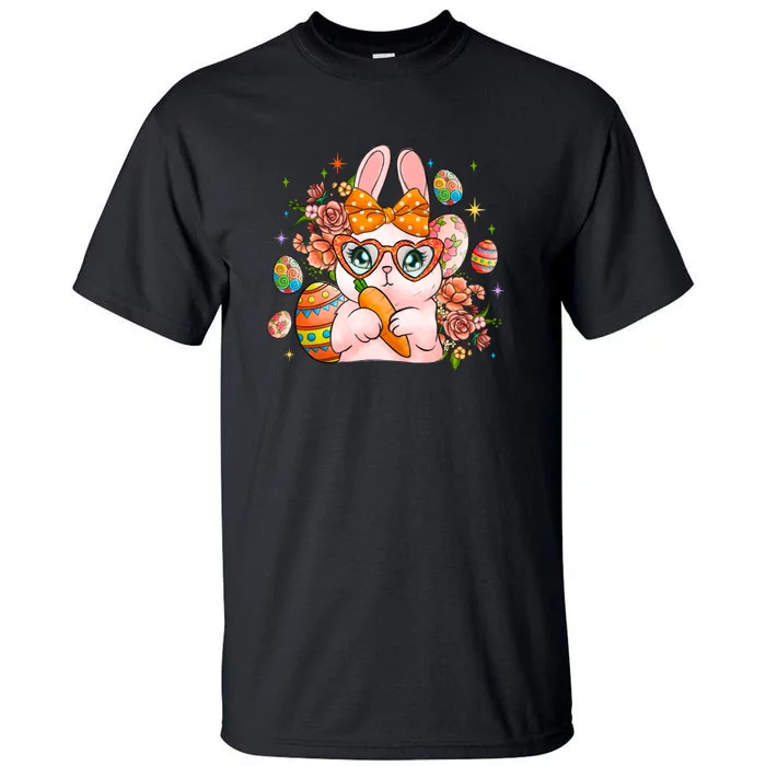 Cute Bunny Glasses Easter Day Gift Easter Egg Tall T-Shirt