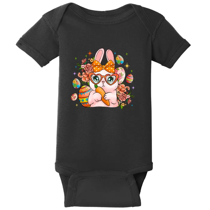 Cute Bunny Glasses Easter Day Gift Easter Egg Baby Bodysuit