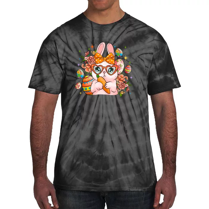 Cute Bunny Glasses Easter Day Gift Easter Egg Tie-Dye T-Shirt