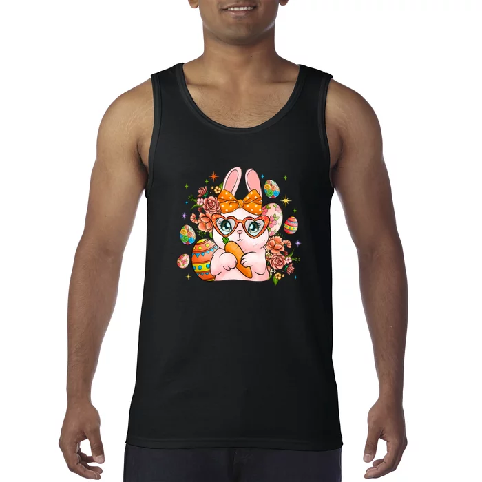 Cute Bunny Glasses Easter Day Gift Easter Egg Tank Top