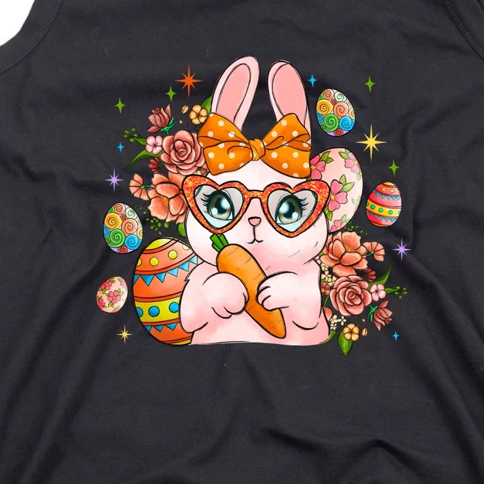 Cute Bunny Glasses Easter Day Gift Easter Egg Tank Top