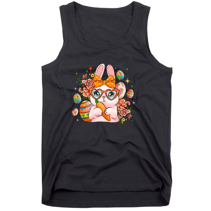 Cute Bunny Glasses Easter Day Gift Easter Egg Tank Top