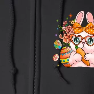 Cute Bunny Glasses Easter Day Gift Easter Egg Full Zip Hoodie