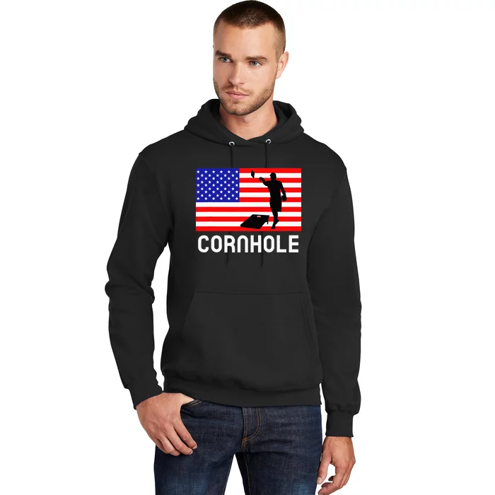 Cornhole Board Game American Flag Corn Hole Player Hoodie