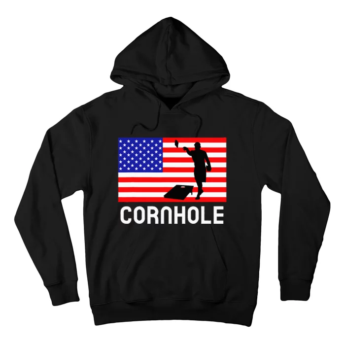 Cornhole Board Game American Flag Corn Hole Player Hoodie