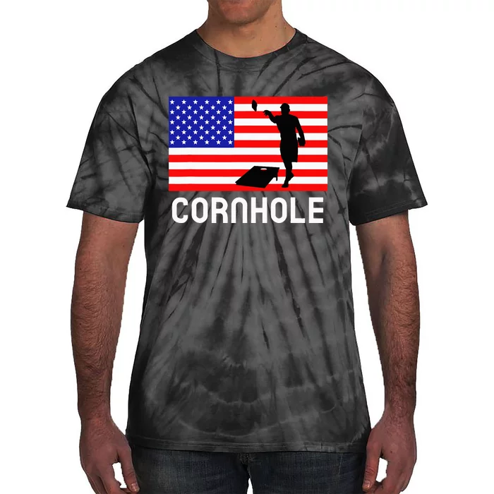 Cornhole Board Game American Flag Corn Hole Player Tie-Dye T-Shirt