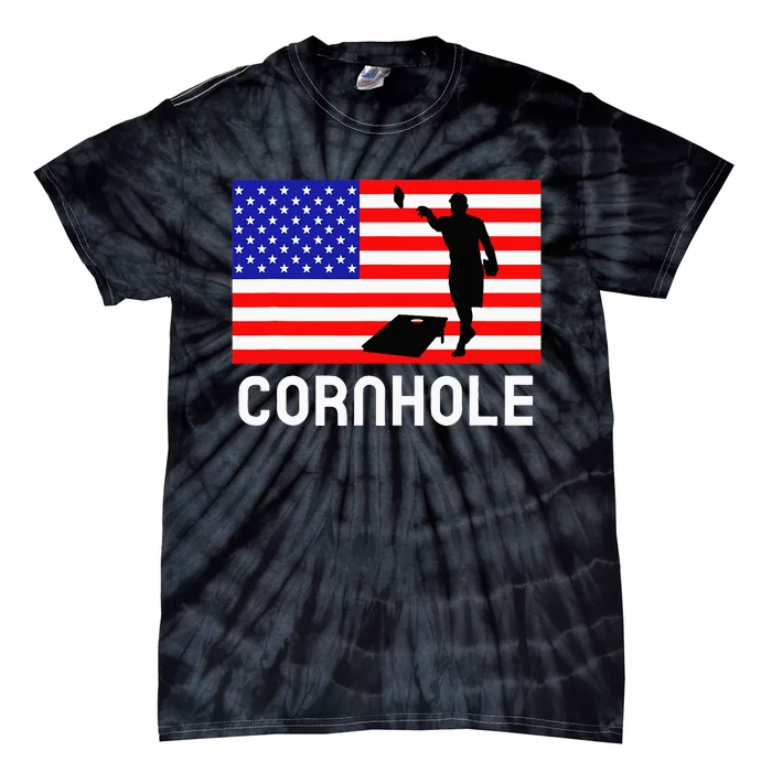 Cornhole Board Game American Flag Corn Hole Player Tie-Dye T-Shirt