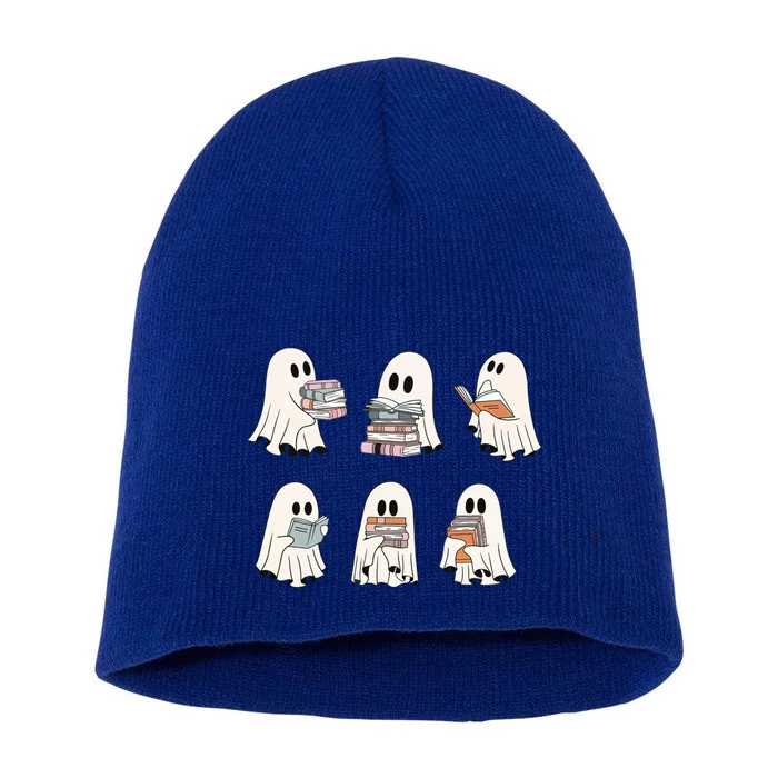 Cute Booooks Ghost Read More Books Funny Teacher Halloween Great Gift Short Acrylic Beanie