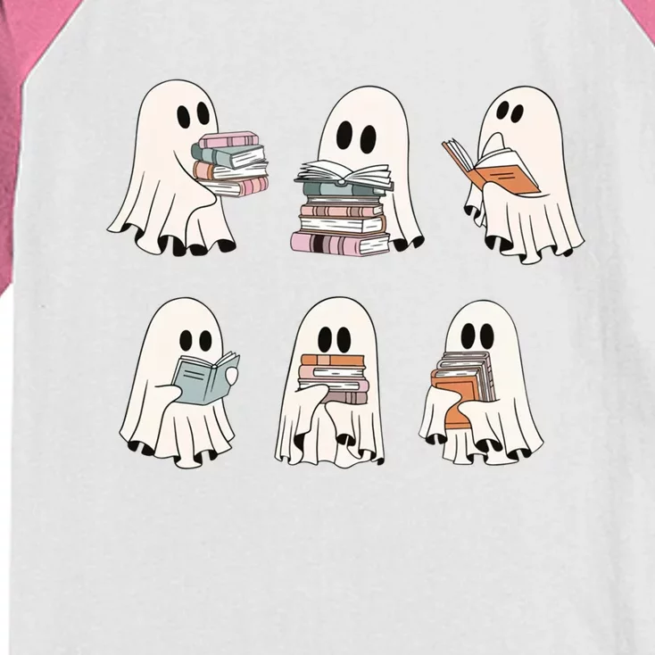 Cute Booooks Ghost Read More Books Funny Teacher Halloween Great Gift Kids Colorblock Raglan Jersey