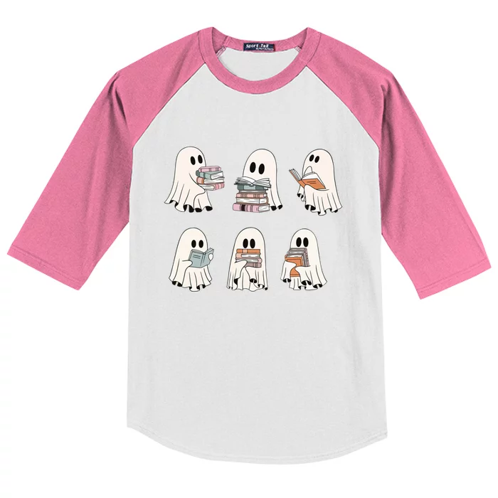 Cute Booooks Ghost Read More Books Funny Teacher Halloween Great Gift Kids Colorblock Raglan Jersey