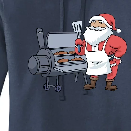 Christmas Barbecue Gift Santa Claus Grill Smoker Steak Bbq Funny Gift Women's Pullover Hoodie