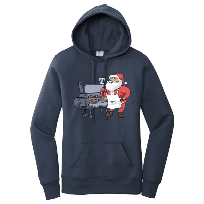 Christmas Barbecue Gift Santa Claus Grill Smoker Steak Bbq Funny Gift Women's Pullover Hoodie