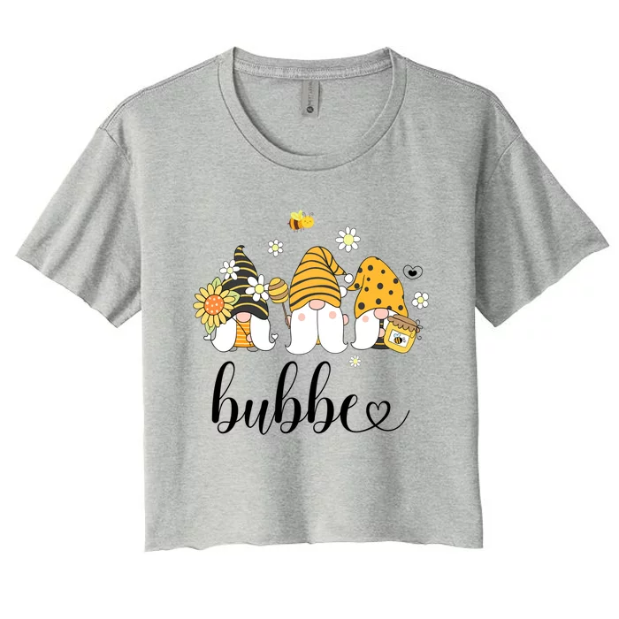 Cute Bubbe Gnomes With Bees And Sunflower Country Style Gift Women's Crop Top Tee