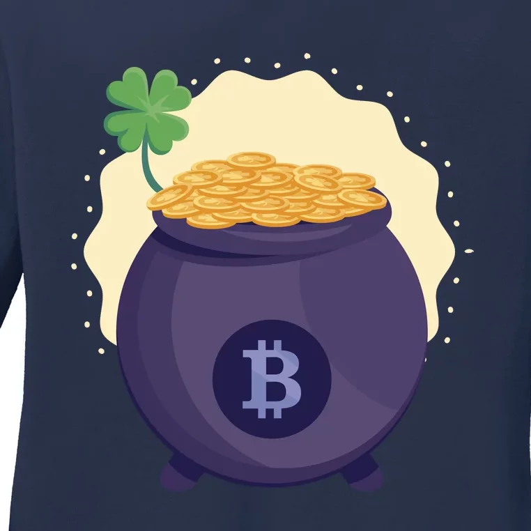 Crypto Bitcoin Gold St Patrick Ladies Long Sleeve Shirt