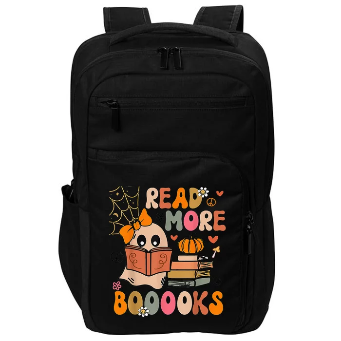 Cute Booooks Ghost Read More Books Funny Teacher Halloween Impact Tech Backpack