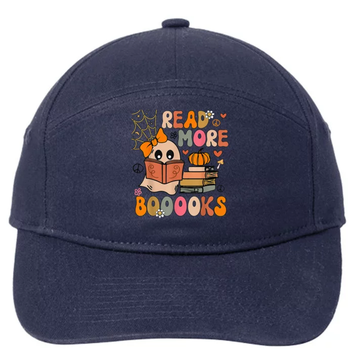 Cute Booooks Ghost Read More Books Funny Teacher Halloween 7-Panel Snapback Hat