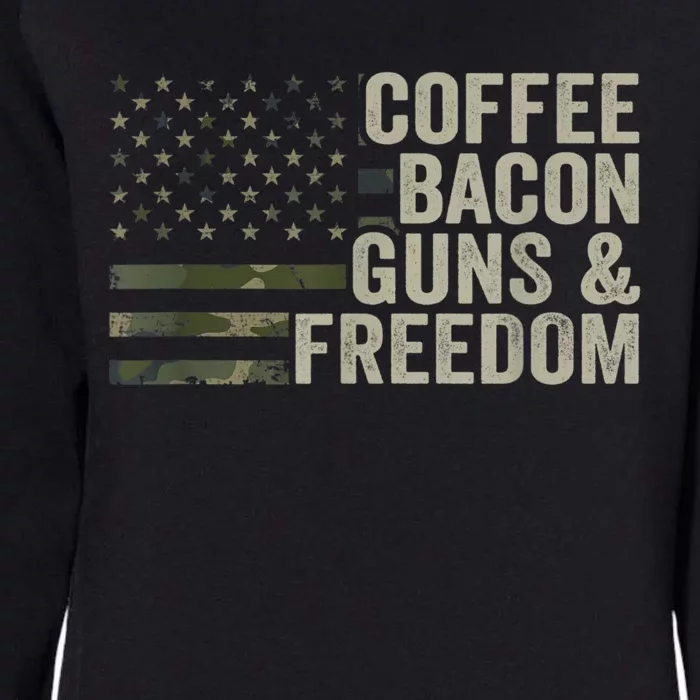 Coffee Bacon Guns & Freedom BBQ Grill Gun Camouflage Flag Womens California Wash Sweatshirt