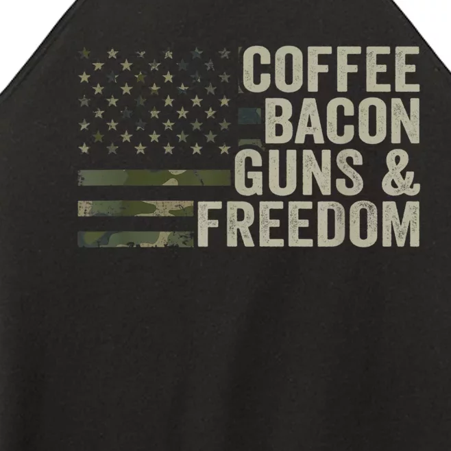 Coffee Bacon Guns & Freedom BBQ Grill Gun Camouflage Flag Women’s Perfect Tri Rocker Tank