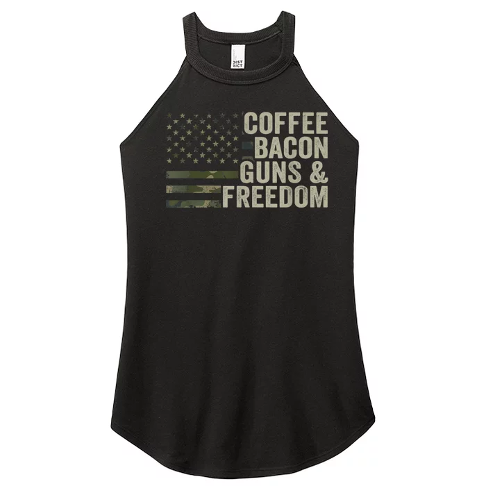 Coffee Bacon Guns & Freedom BBQ Grill Gun Camouflage Flag Women’s Perfect Tri Rocker Tank