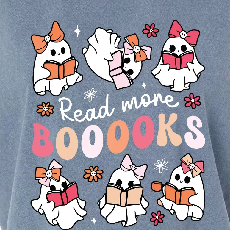 Cute Booooks Ghost Read More Books Library Halloween Teacher Garment-Dyed Women's Muscle Tee