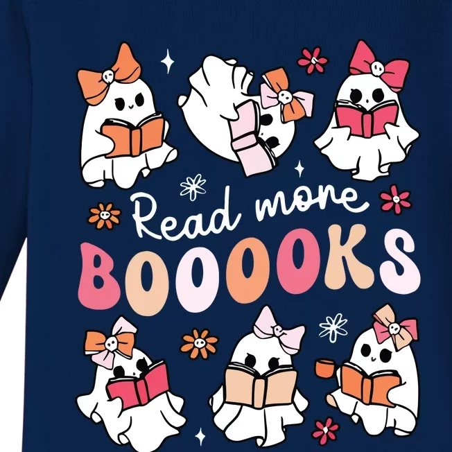 Cute Booooks Ghost Read More Books Library Halloween Teacher Baby Long Sleeve Bodysuit