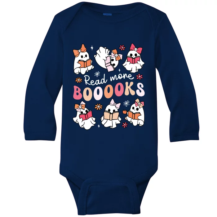 Cute Booooks Ghost Read More Books Library Halloween Teacher Baby Long Sleeve Bodysuit