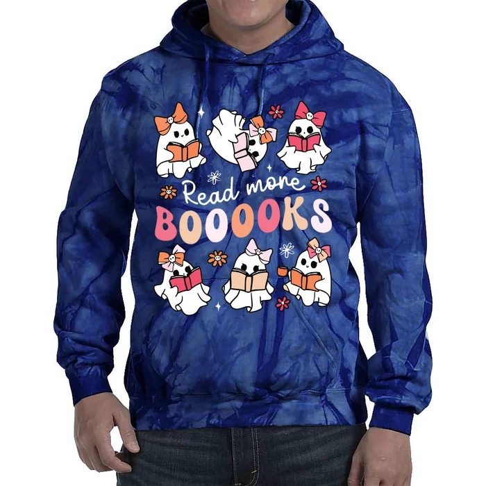 Cute Booooks Ghost Read More Books Library Halloween Teacher Tie Dye Hoodie