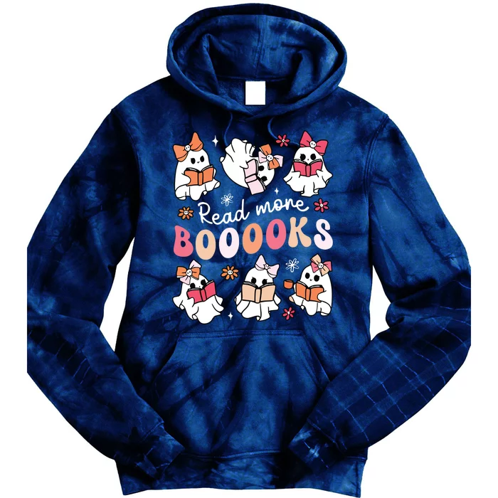 Cute Booooks Ghost Read More Books Library Halloween Teacher Tie Dye Hoodie